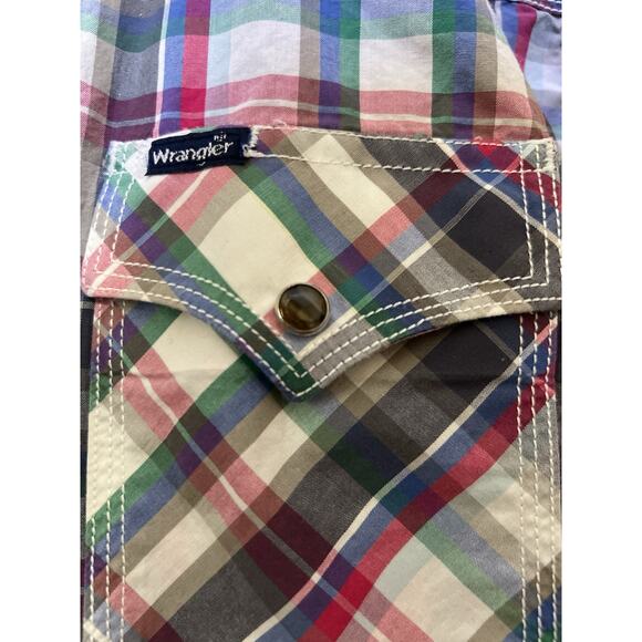 Wrangler Twenty X Shirt Pearl Snaps Mens Size Lg Multicolor Pink Yellowstone - Picture 6 of 13